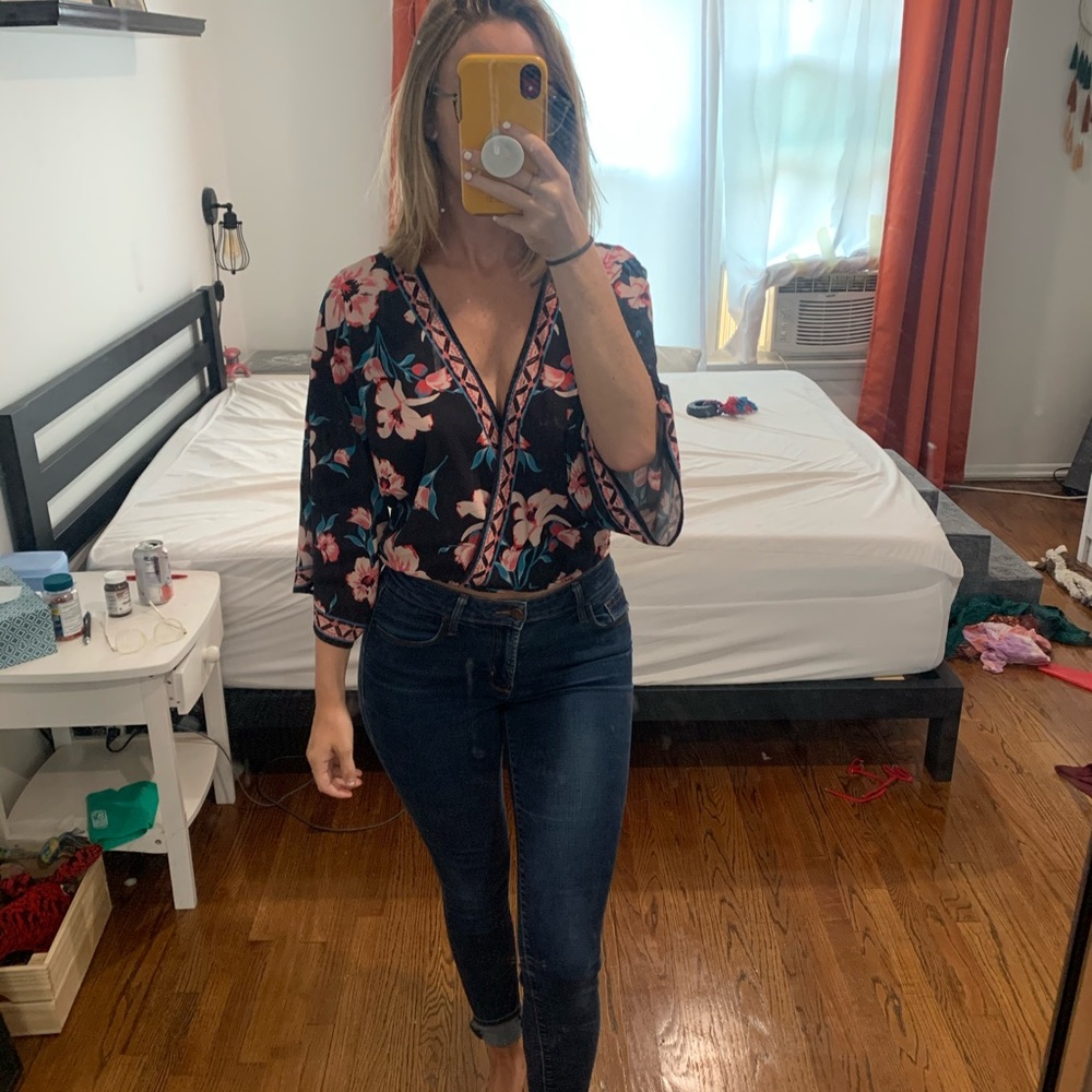 Dark floral blouse